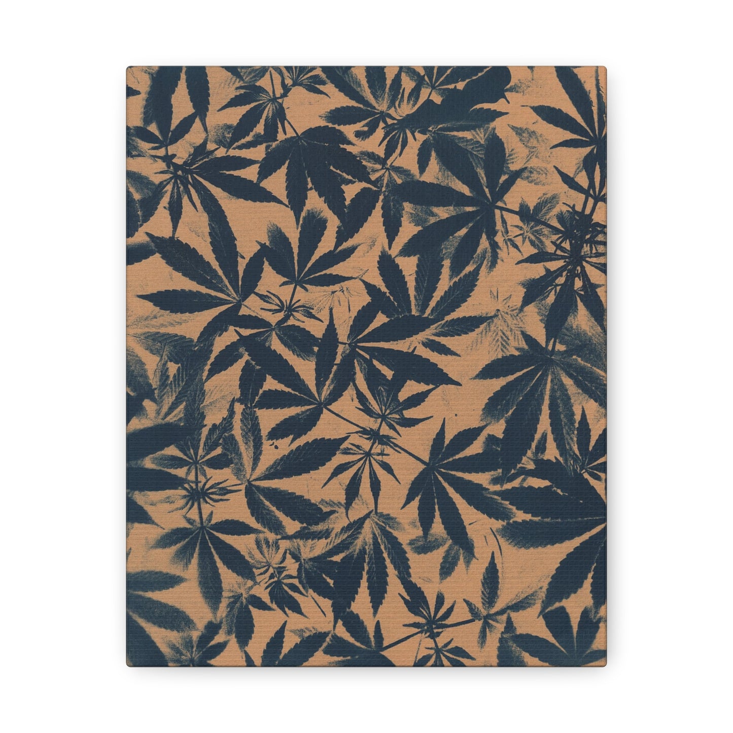 Gallery Wrapped Canvas Print - Cannabis Field Cyanotype on Amber Print (Reproduction)