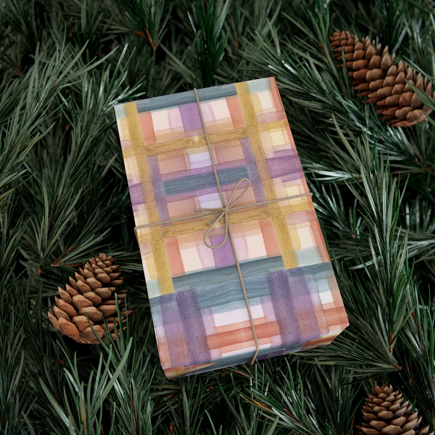 Gift Wrap Papers - Painterly Plaid, Warm Colors Wrapping Paper