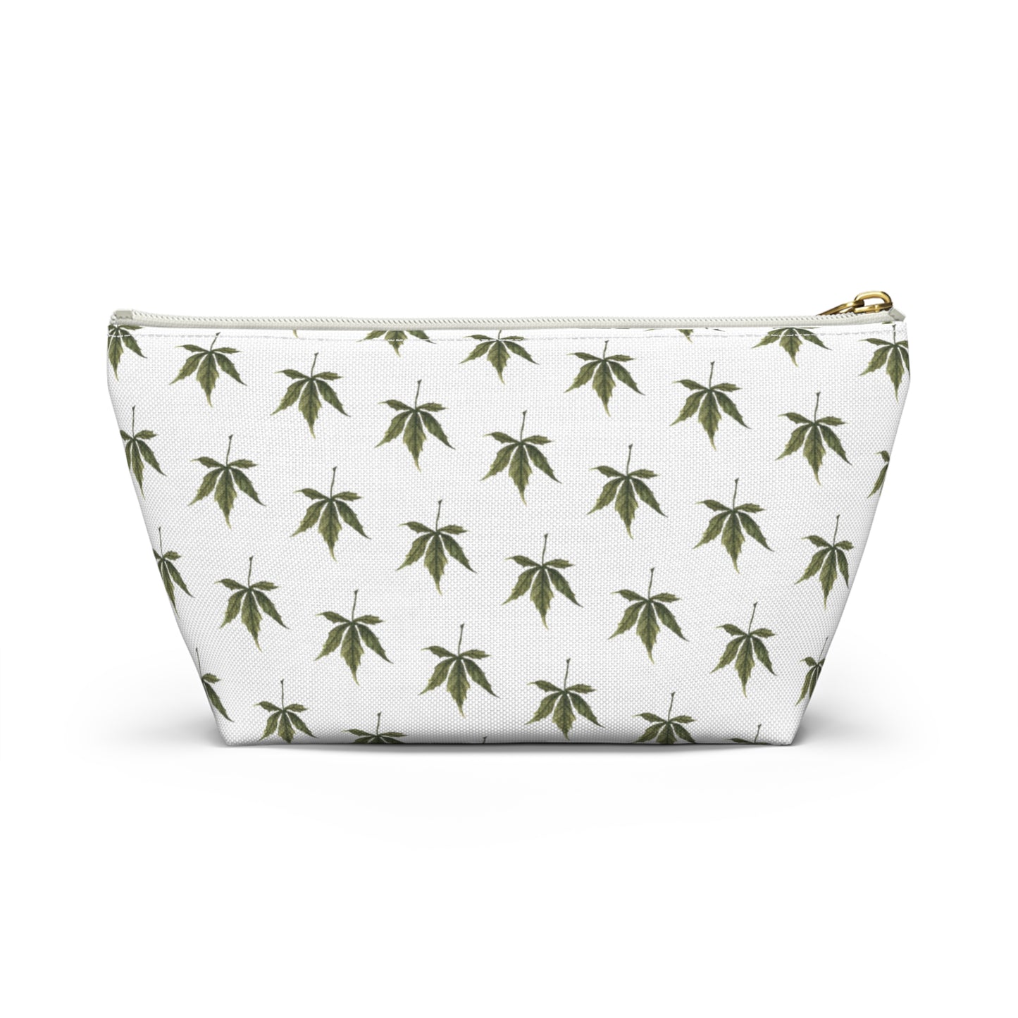 Roomy Accessory Pouch - Mini Cannabis Leaf Print on White