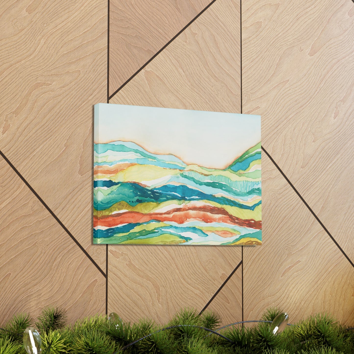 Canvas Gallery Wrap Prints - Abstract Watercolor Mountain Landscape