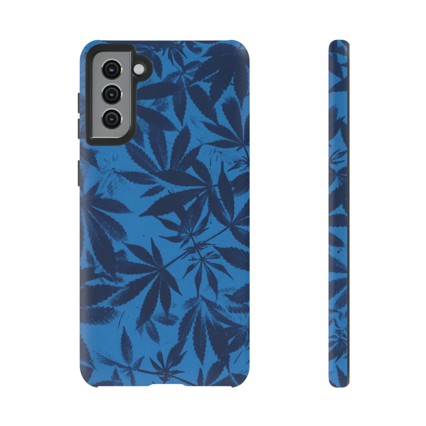 Tough Cell Phone Cases - Cyanotype on Bright Blue Print