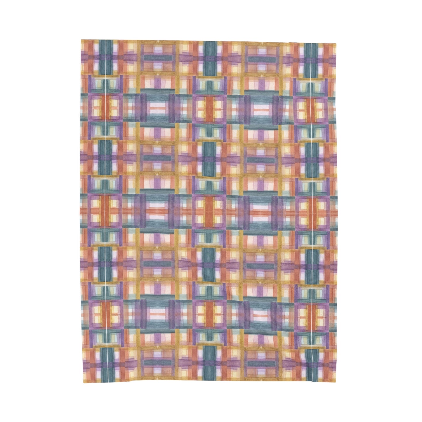 Velveteen Plush Blanket - Painterly Plaid, Warm Colors