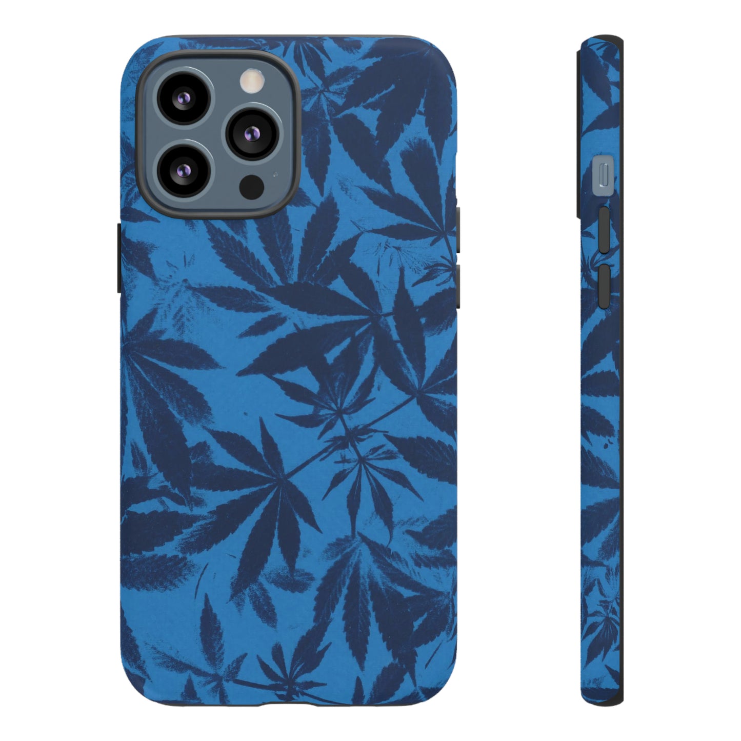 Tough Cell Phone Cases - Cyanotype on Bright Blue Print