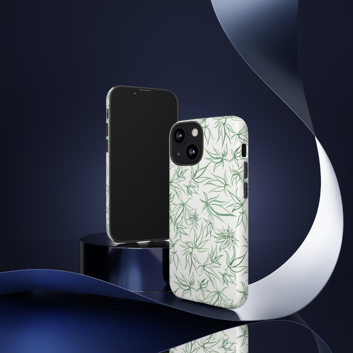 Tough Cell Phone Cases - Cannabis Sketches in Green