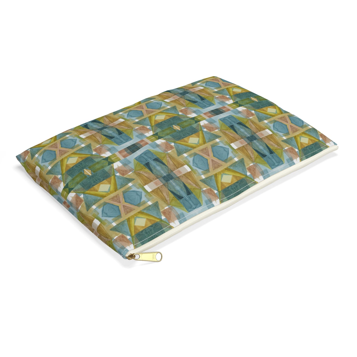 Flat Accessory Pouch - Painterly Plaid, Cool Colors