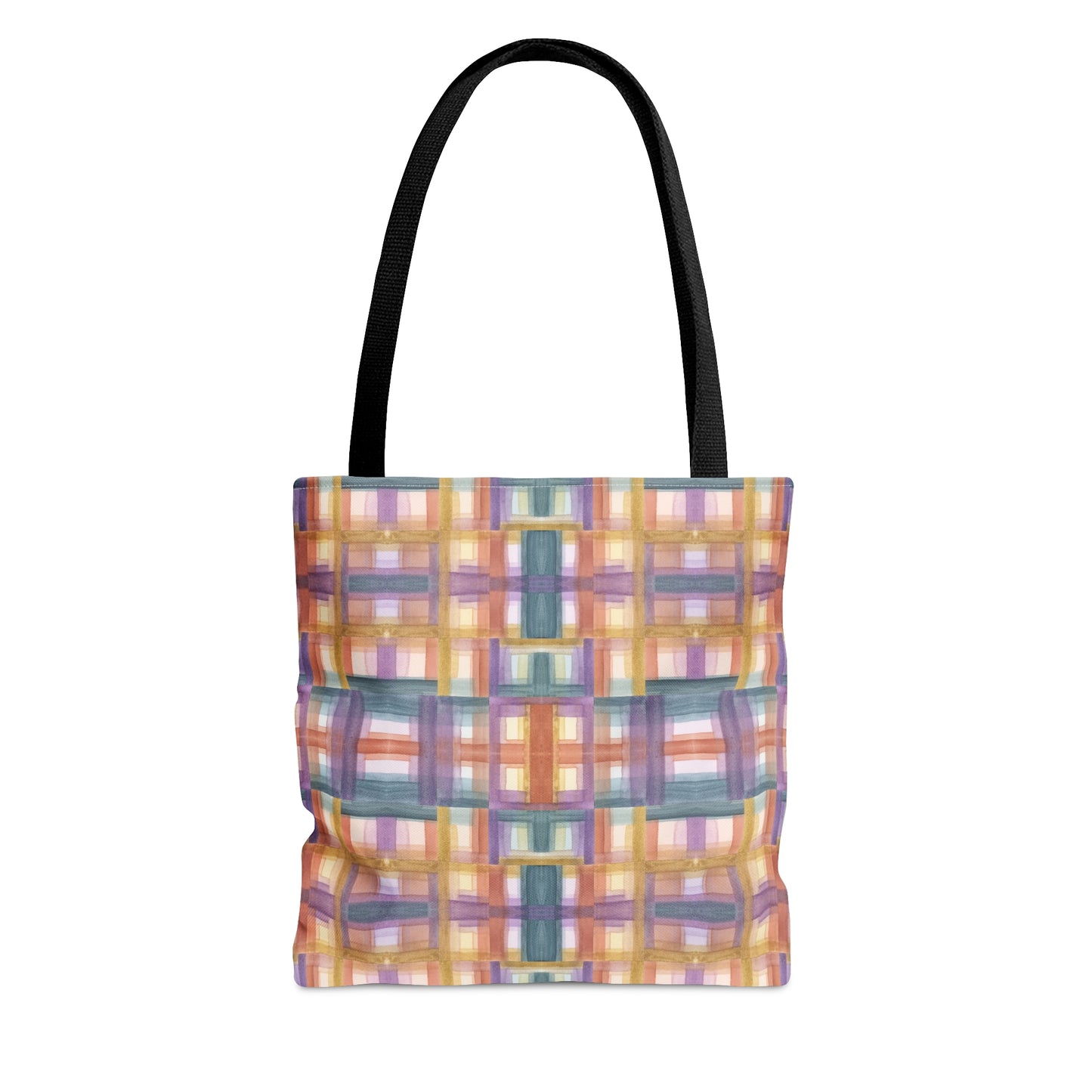 Tote Bag - Painterly Plaid, Warm Tones