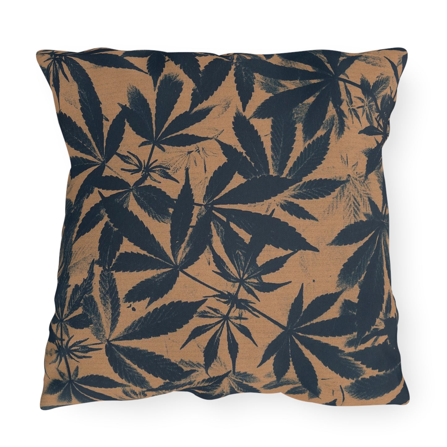 Outdoor Decorative Pillows - UV/H2O/Mildew Resistant - Cannabis Field Cyanotype on Amber Print