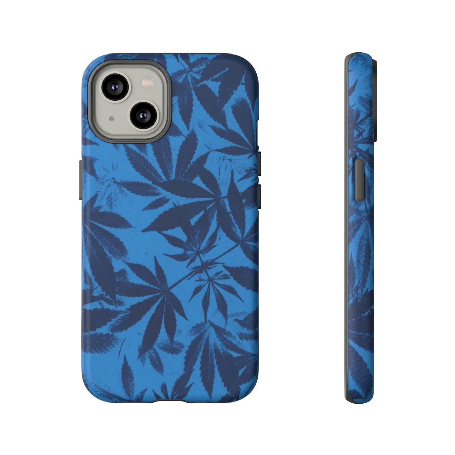 Tough Cell Phone Cases - Cyanotype on Bright Blue Print