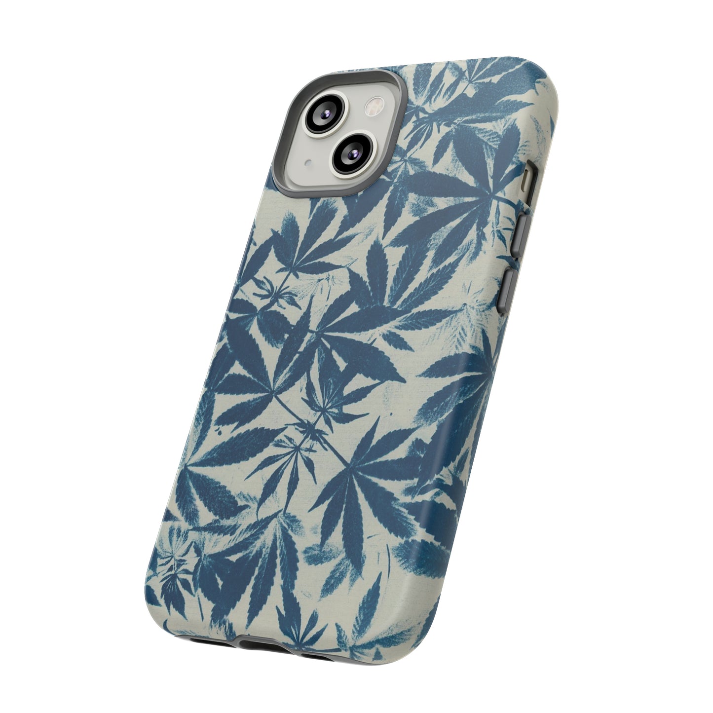 Tough Cell Phone Cases -Cannabis Field Cyanotype on Ivory Print