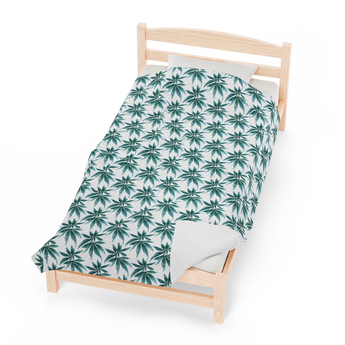 Velveteen Plush Blanket - Teal Dreamleaf