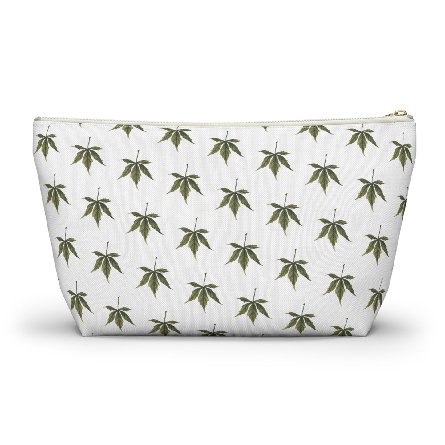 Roomy Accessory Pouch - Mini Cannabis Leaf Print on White