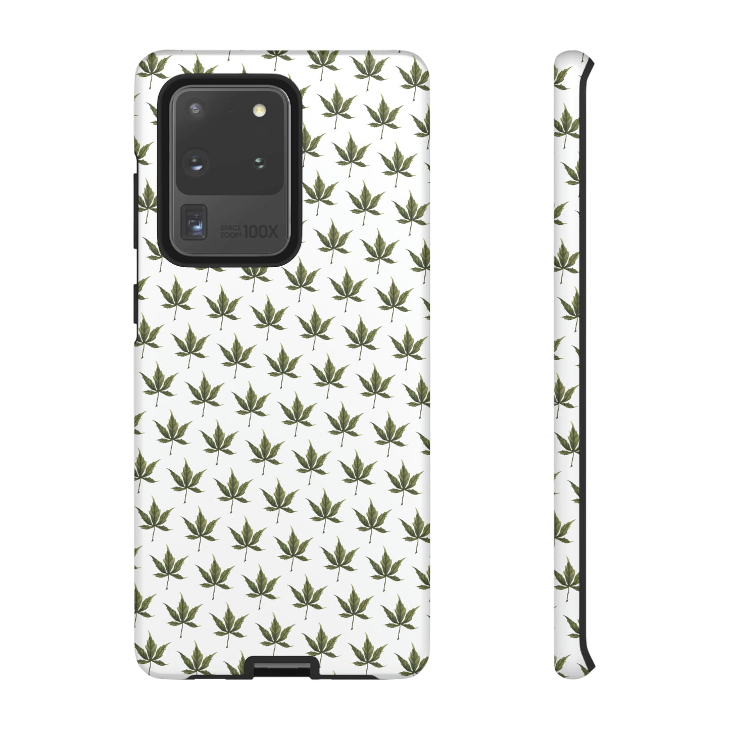 Tough Cell Phone Cases - Mini Cannabis Leaf on White