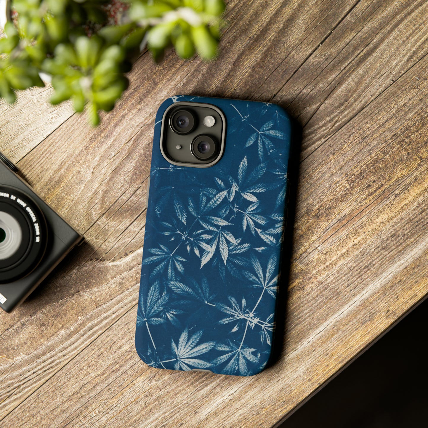 Tough Cell Phone Cases - Cannabis Field Cyanotype Print