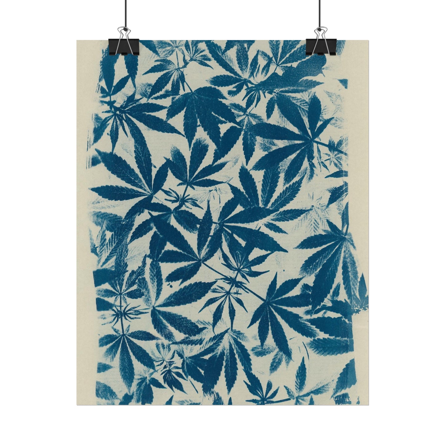 Fine Art Reproductions - Archival, Textured Watercolor Matte Prints - Cannabis Cyanotype on Ivory Print