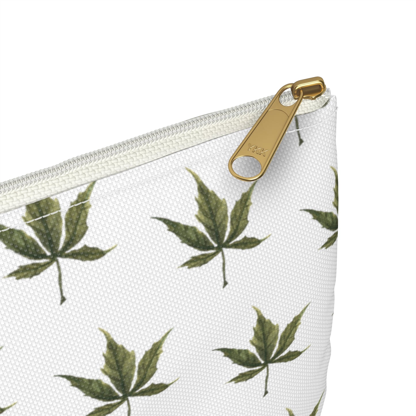 Flat Accessory Pouch - Mini Cannabis Leaf Print on White