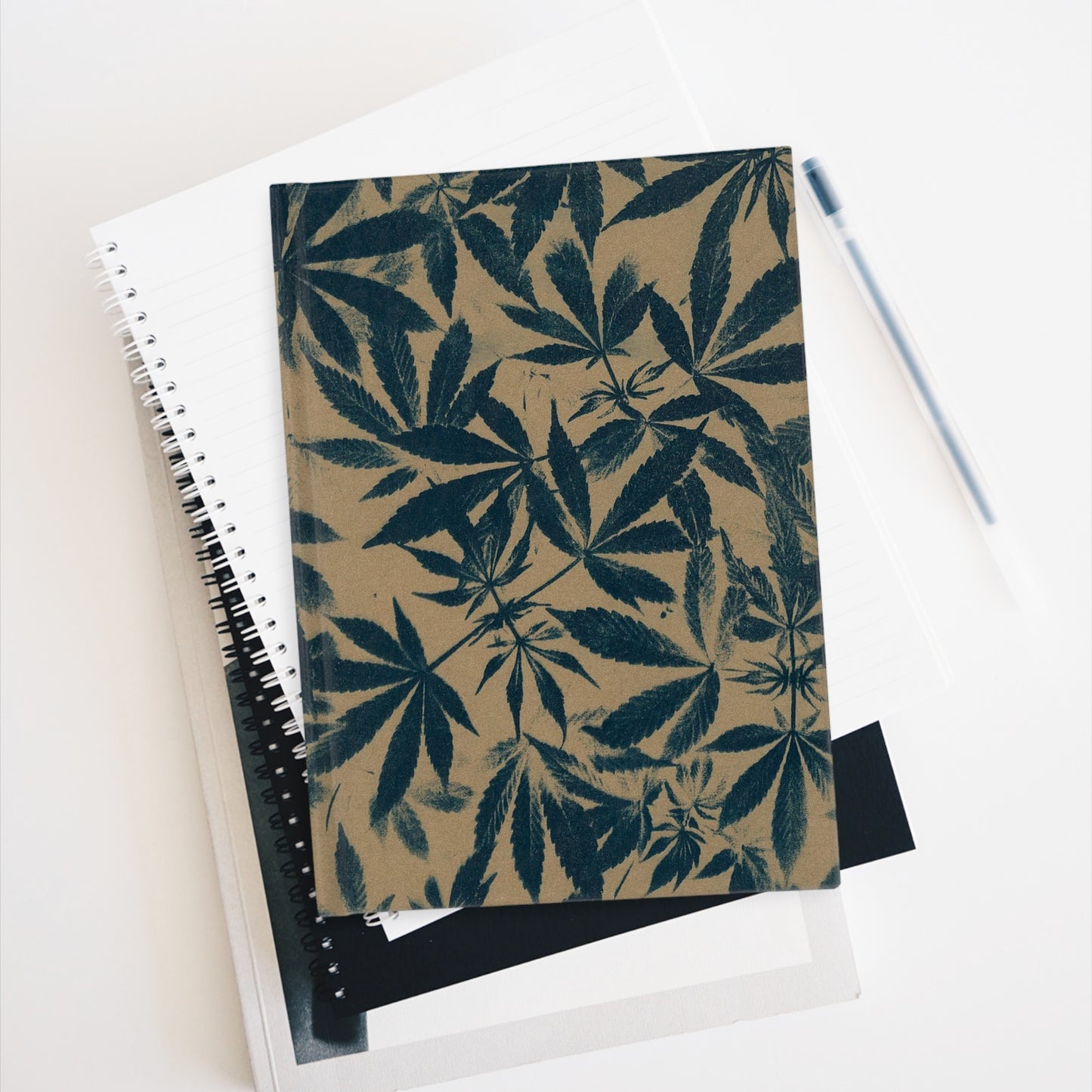 Journal - Blank Pages - Cannabis Field Cyanotype on Kraft Print