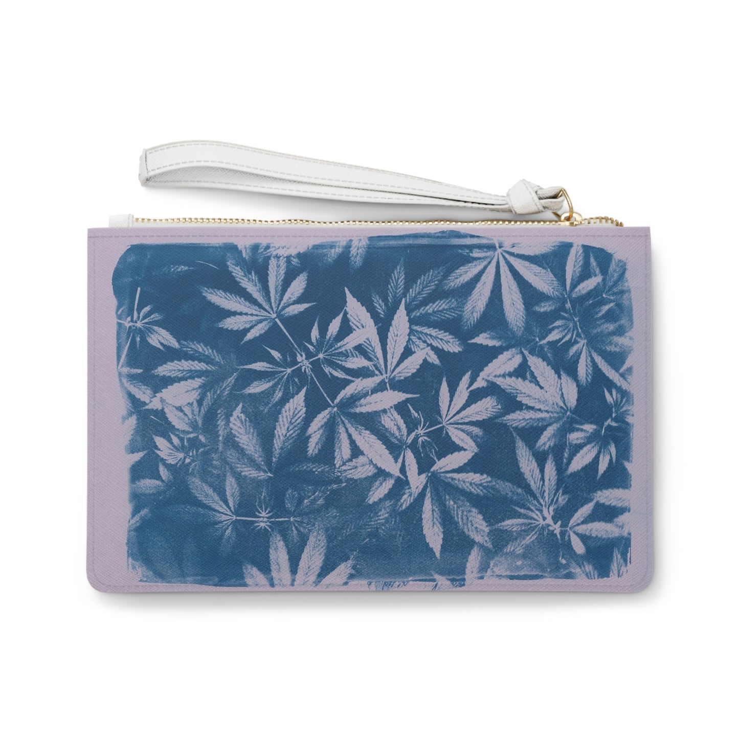 Vegan Leather Clutch Bag - Cyanotype on Lavender Print