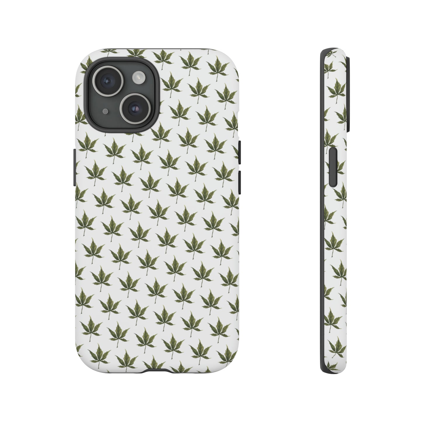 Tough Cell Phone Cases - Mini Cannabis Leaf on White