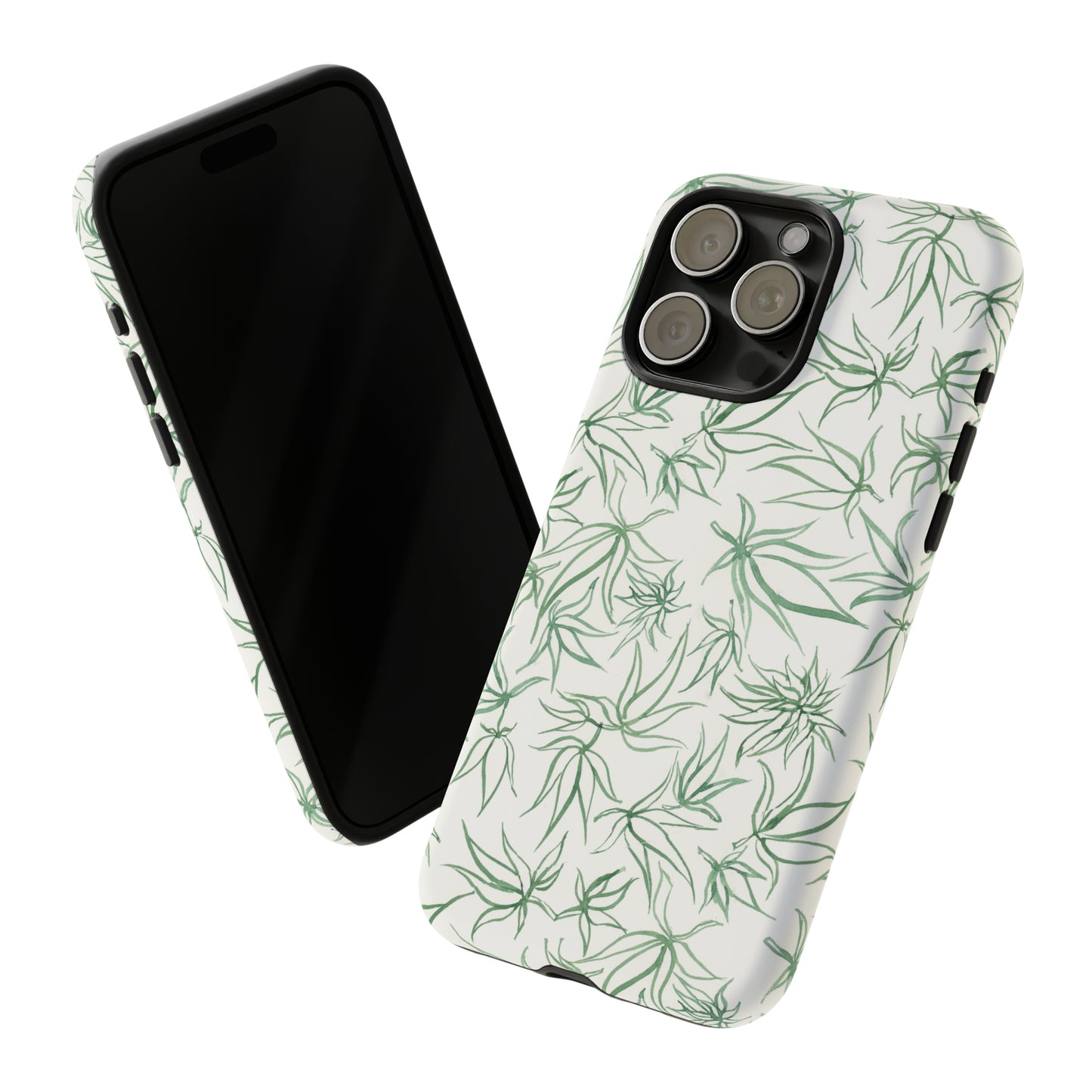 Tough Cell Phone Cases - Cannabis Sketches in Green