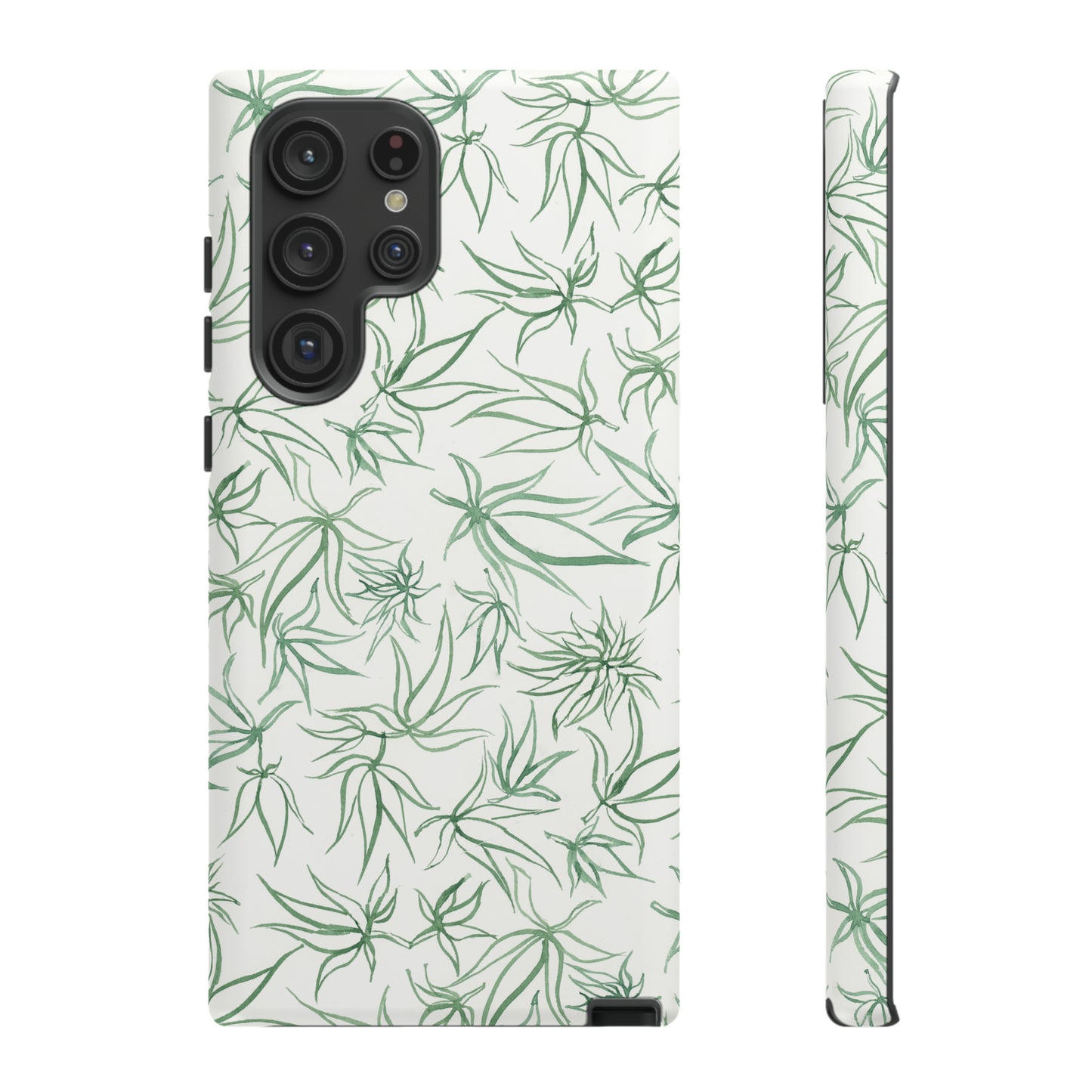 Tough Cell Phone Cases - Cannabis Sketches in Green