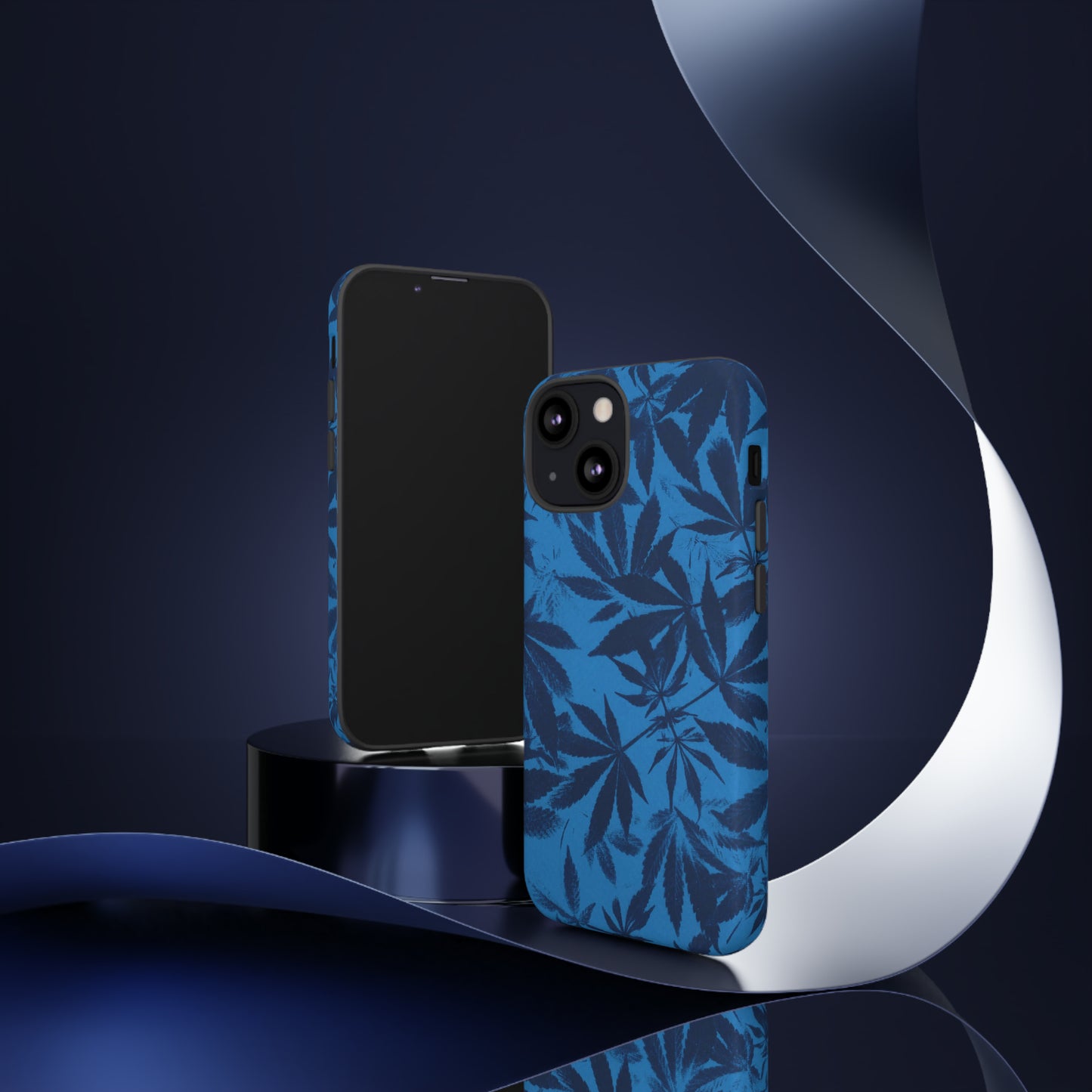 Tough Cell Phone Cases - Cyanotype on Bright Blue Print