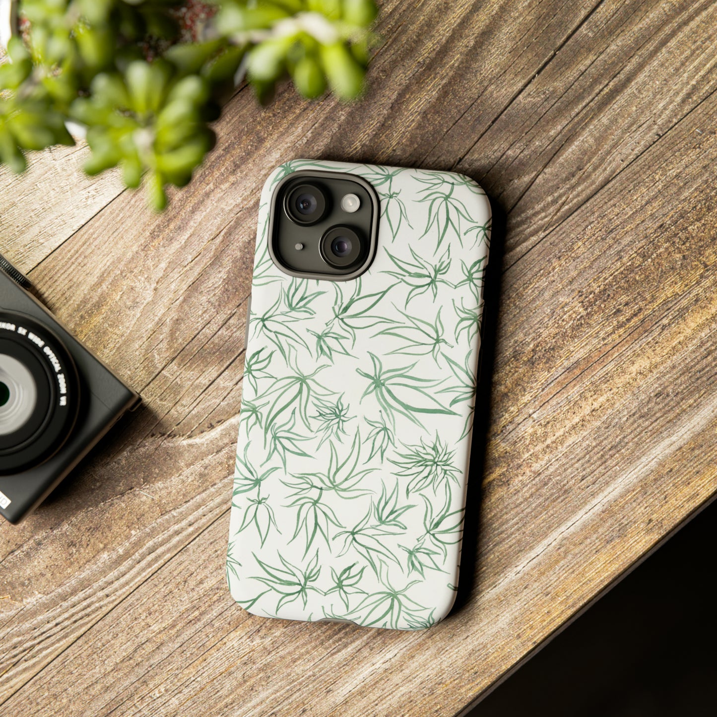 Tough Cell Phone Cases - Cannabis Sketches in Green