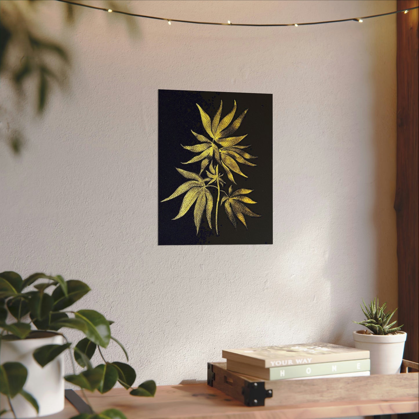 Fine Art Reproductions - Archival, Textured Watercolor Matte Prints - Gold Cannabis Plant