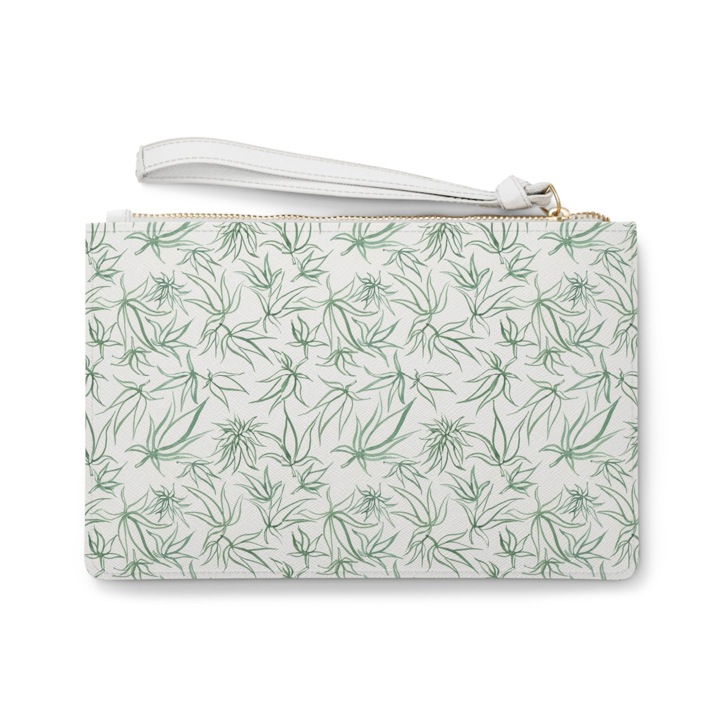 Vegan Leather Clutch Bag - Sketches in Green