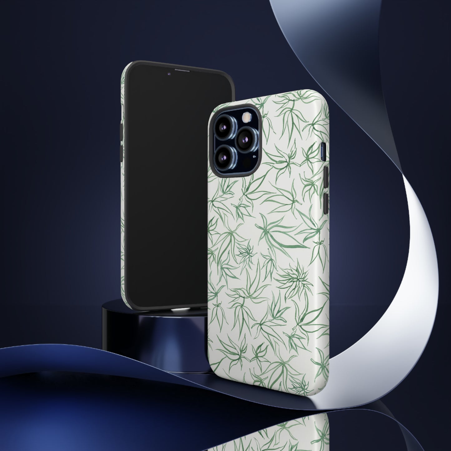 Tough Cell Phone Cases - Cannabis Sketches in Green