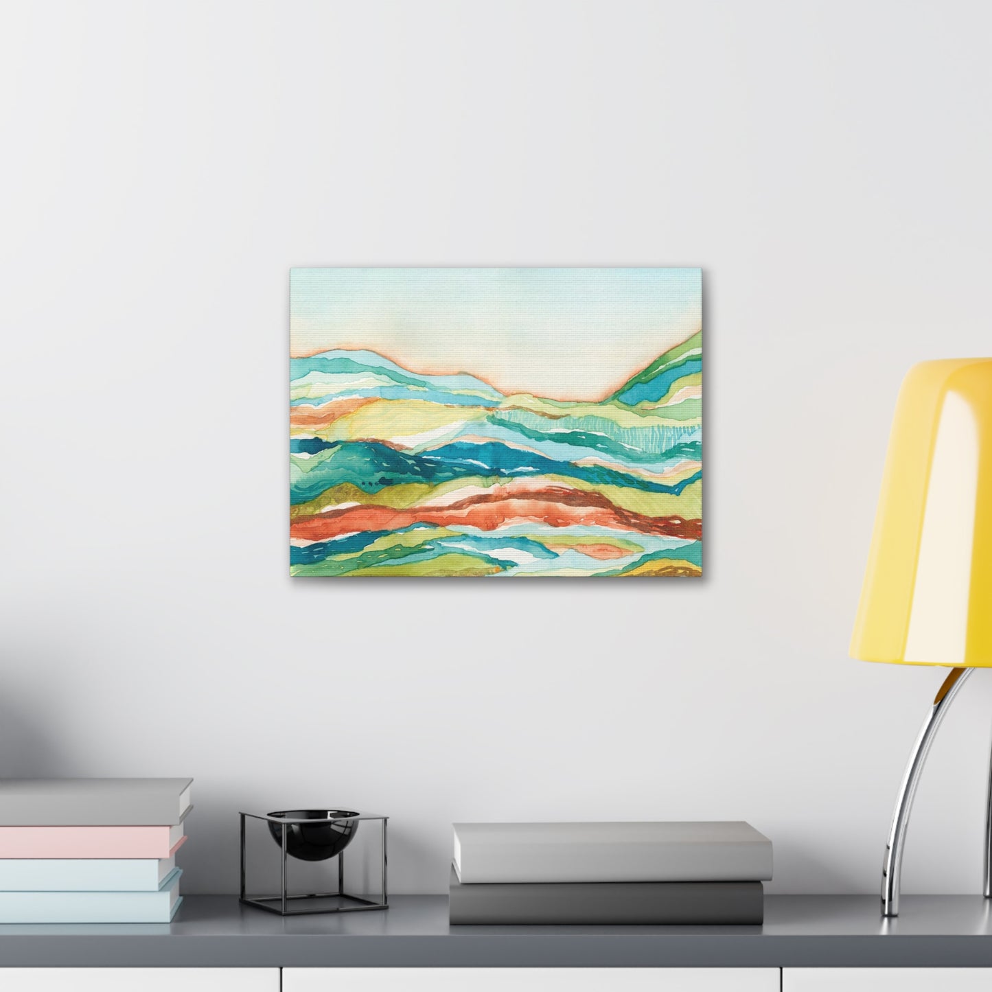 Canvas Gallery Wrap Prints - Abstract Watercolor Mountain Landscape