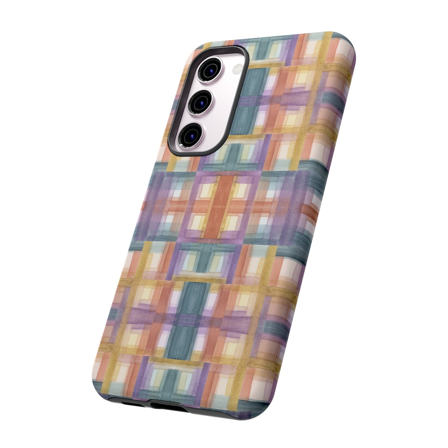 Tough Cell Phone Cases - Painterly Plaid, Warm Colors