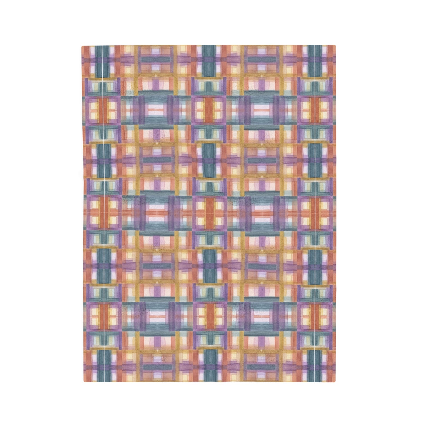 Velveteen Plush Blanket - Painterly Plaid, Warm Colors