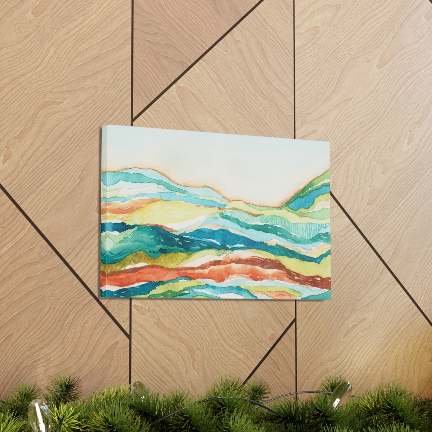 Canvas Gallery Wrap Prints - Abstract Watercolor Mountain Landscape