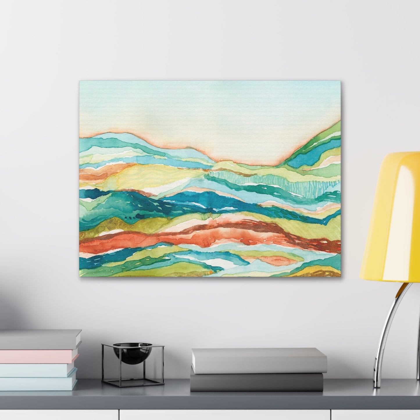 Canvas Gallery Wrap Prints - Abstract Watercolor Mountain Landscape