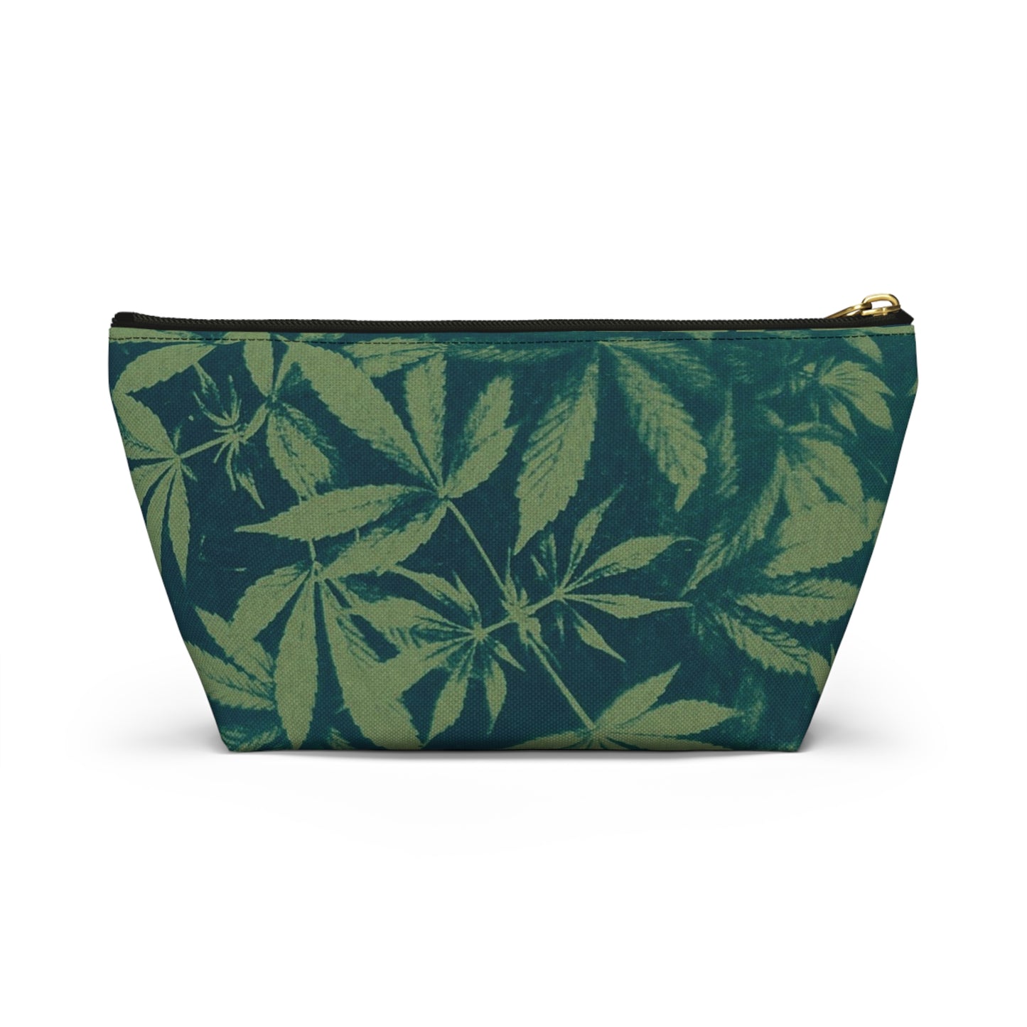 Roomy Accessory Pouch - Cyanotype on Olive Print