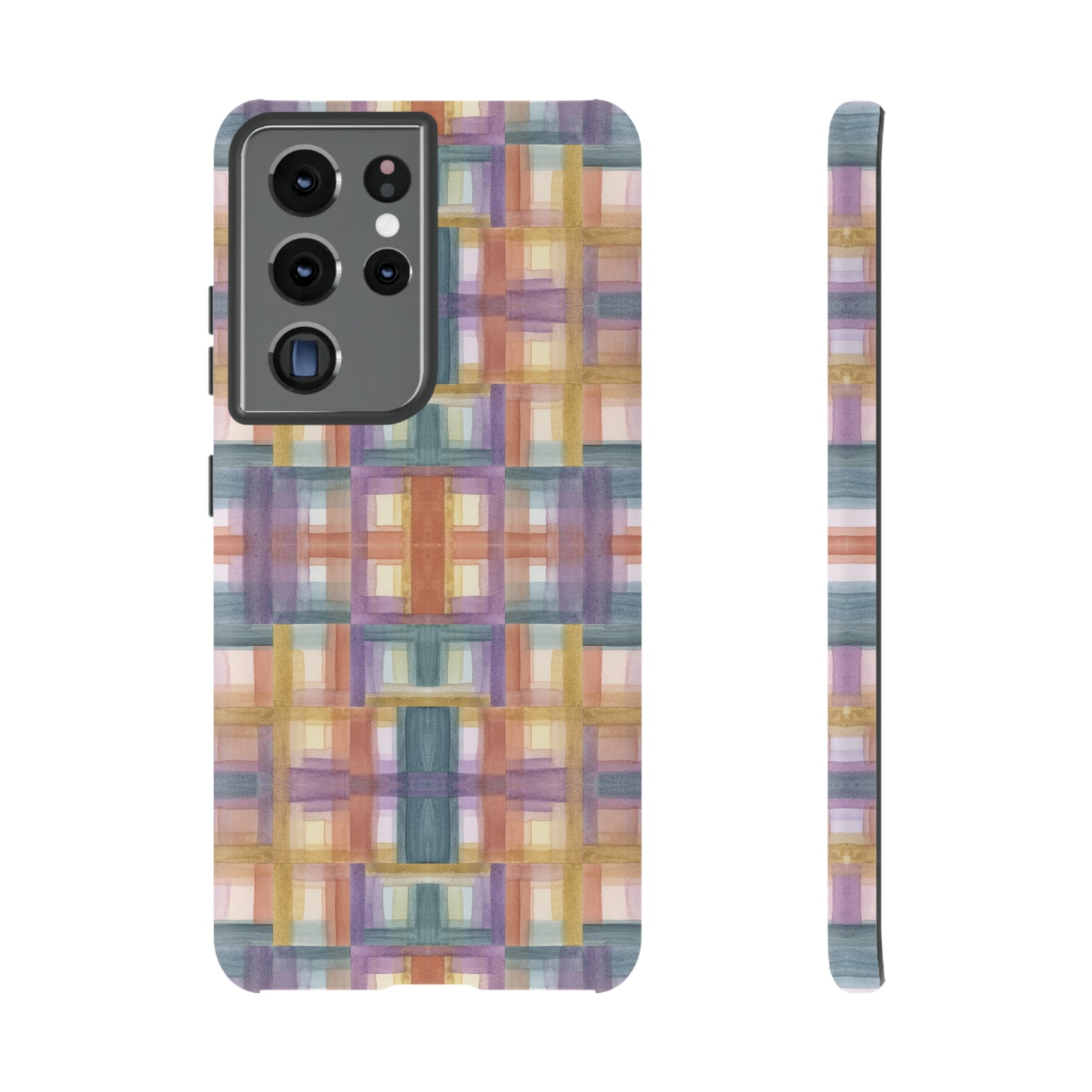 Tough Cell Phone Cases - Painterly Plaid, Warm Colors