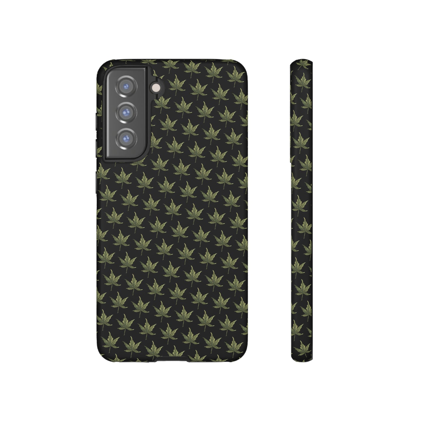 Tough Cell Phone Cases - Mini Cannabis Leaf on Black