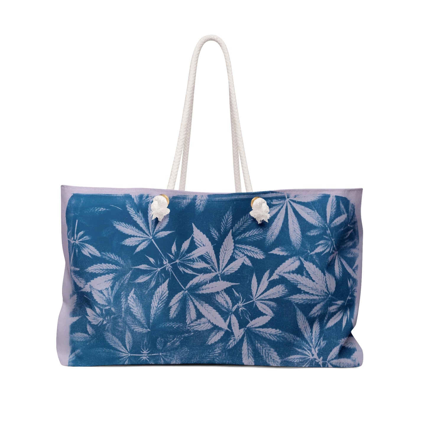 Oversized Weekender Bag - Cannabis Field Cyanotype on Lavender Print