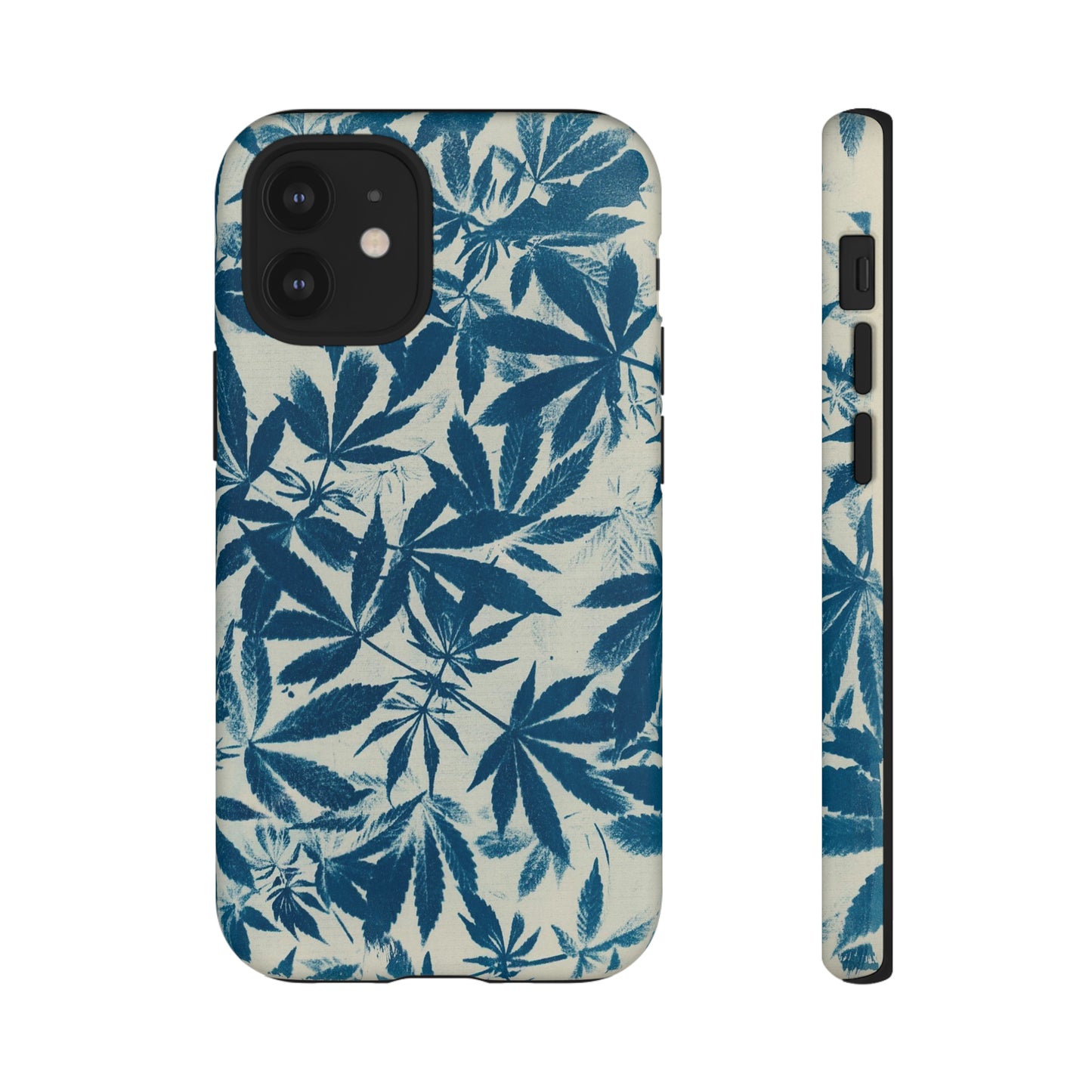 Tough Cell Phone Cases -Cannabis Field Cyanotype on Ivory Print