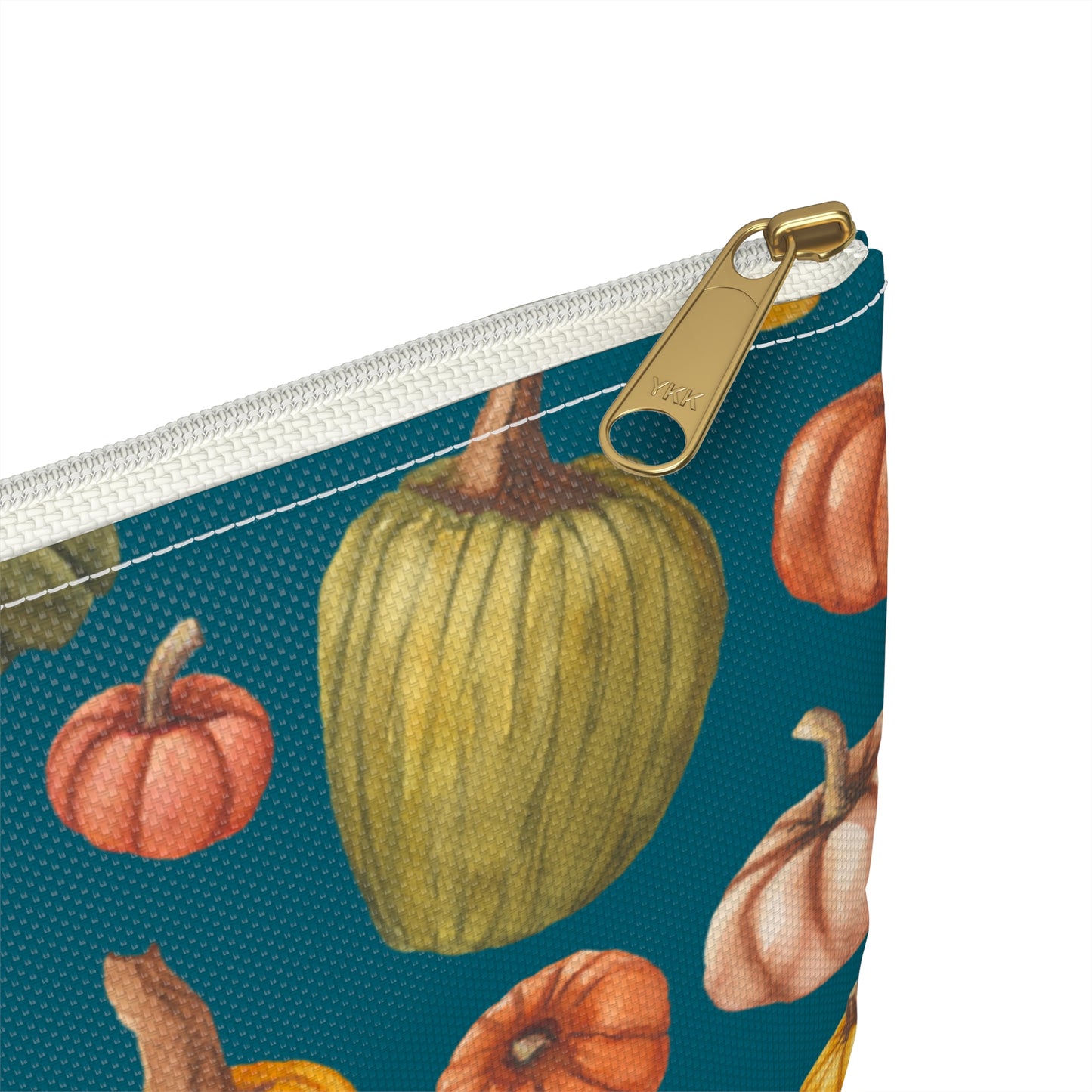 Flat Accessory Pouch - Fall Pumpkins, Teal