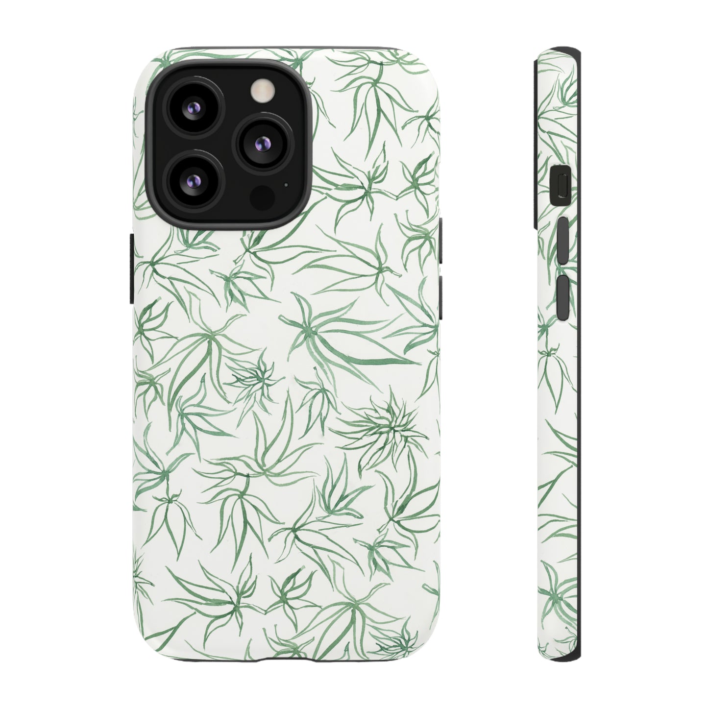 Tough Cell Phone Cases - Cannabis Sketches in Green