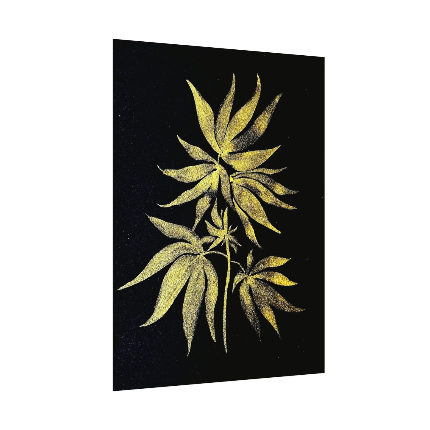 Fine Art Reproductions - Archival, Textured Watercolor Matte Prints - Gold Cannabis Plant