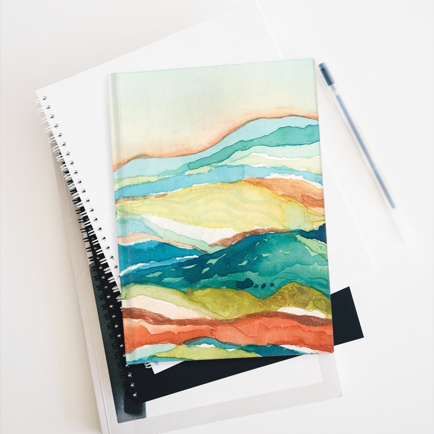 Journal - Blank Pages - Watercolor Mountains