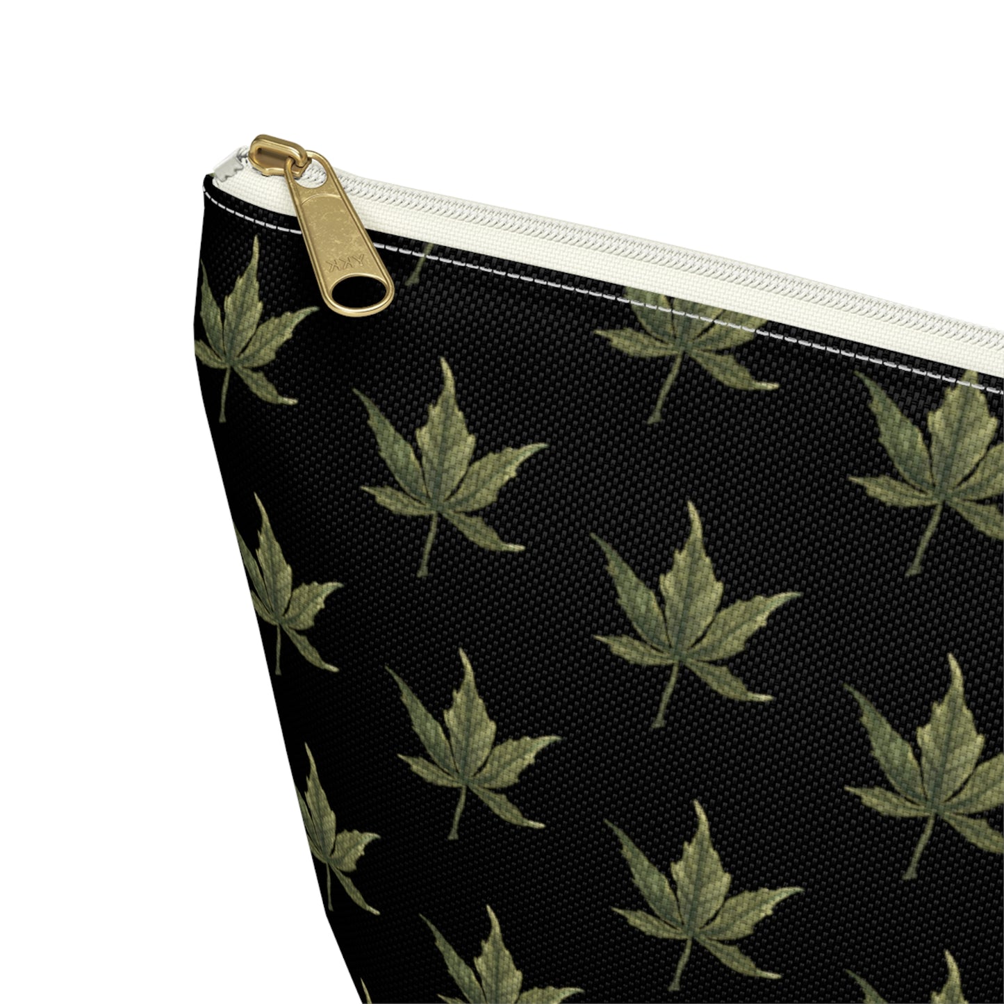 Roomy Accessory Pouch - Mini Cannabis Leaf Print on Black