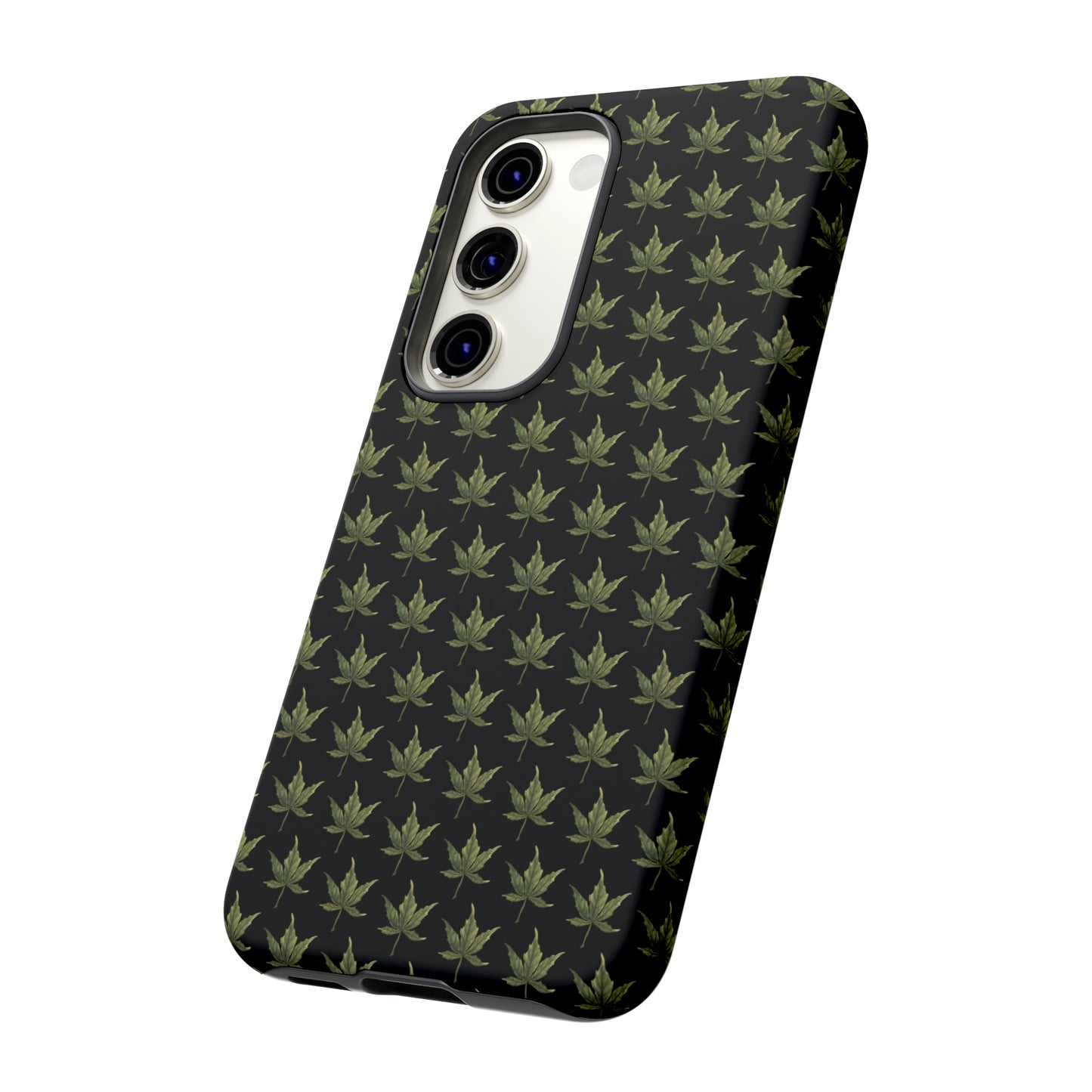 Tough Cell Phone Cases - Mini Cannabis Leaf on Black