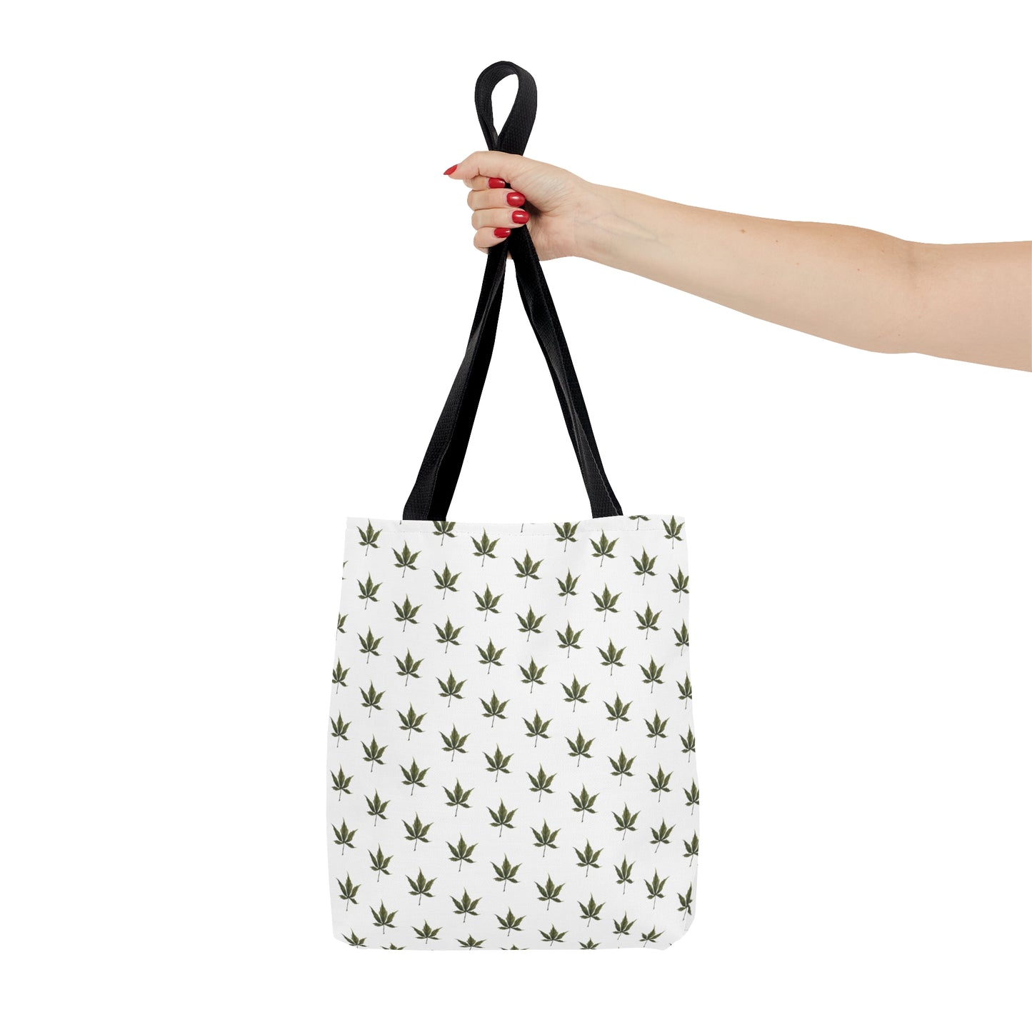 Tote Bag (3 sizes!) - Mini Cannabis Leaf Print on White