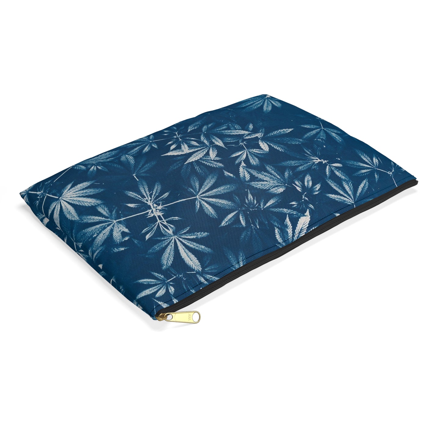 Flat Accessory Pouch - Cannabis Cyanotype Field on Grey