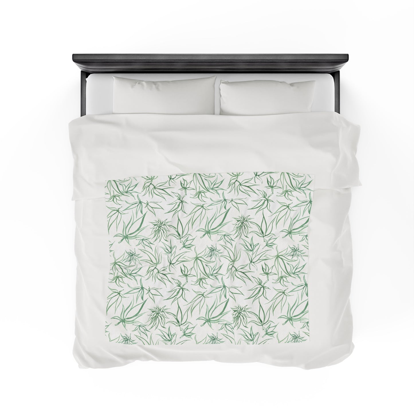 Velveteen Plush Blanket - Sketches in Green