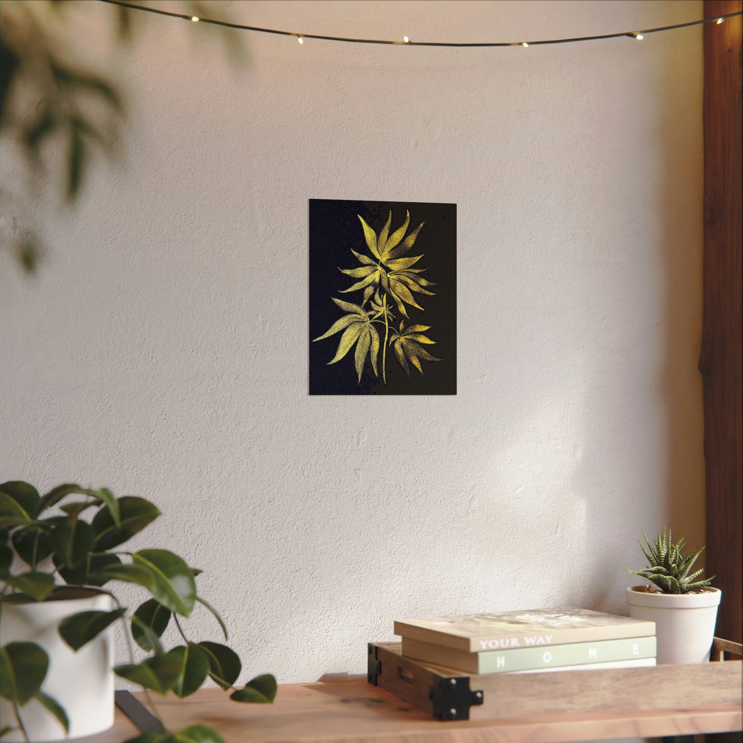 Fine Art Reproductions - Archival, Textured Watercolor Matte Prints - Gold Cannabis Plant