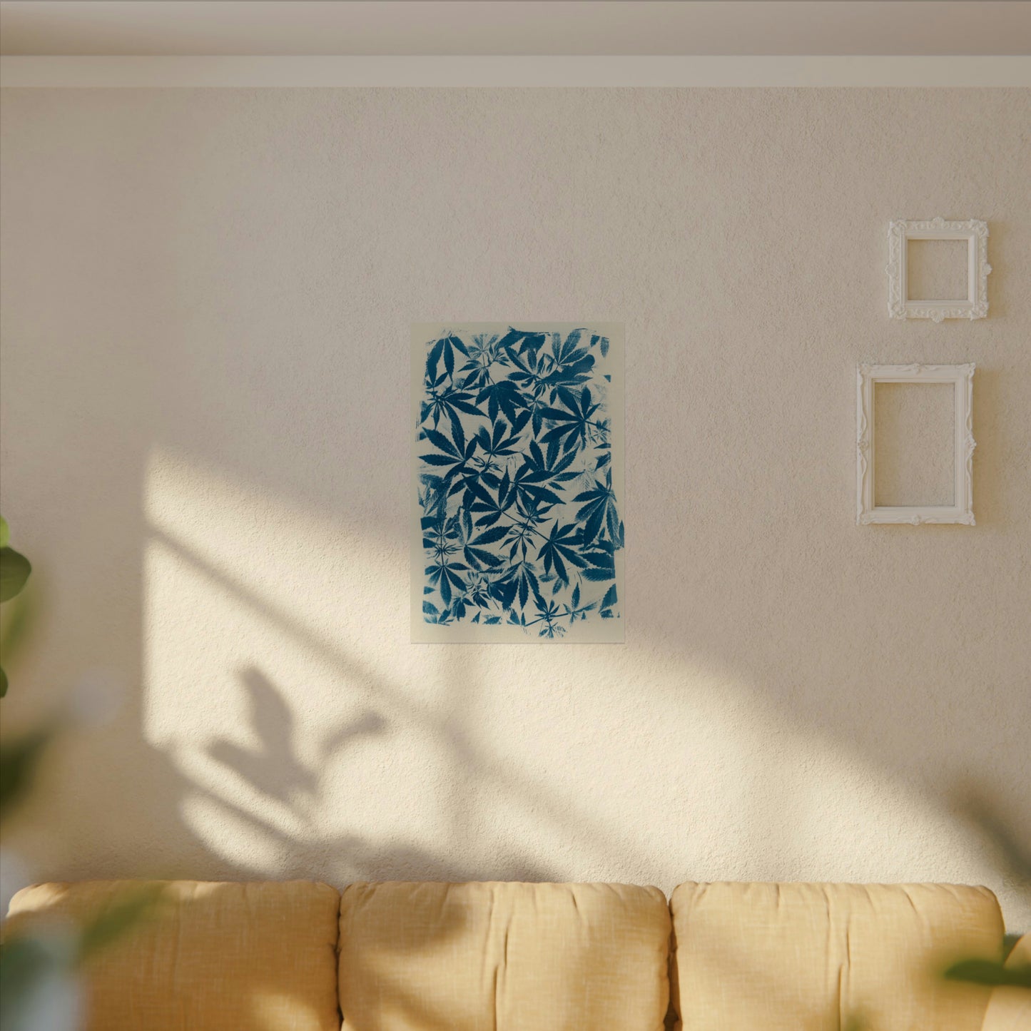 Fine Art Reproductions - Archival, Textured Watercolor Matte Prints - Cannabis Cyanotype on Ivory Print